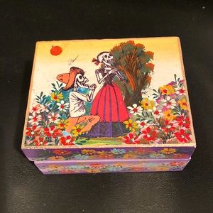 Artisan Day of the Dead Wooden Jewelry Box